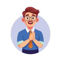 a man in glasses and a tie is clapping his hands vector