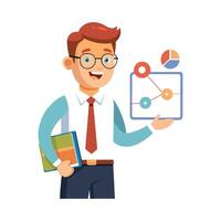 Male Teacher Presenting Chart for Explanation vector