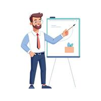 Male Teacher Presenting on Interactive Whiteboard vector