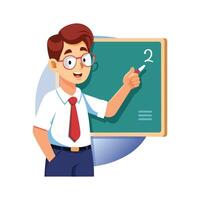 Teacher Featuring Number on Imaginary Board vector