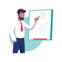 Male Teacher Writing on Whiteboard for Class vector