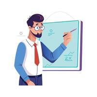 Teacher Featuring Writing on Whiteboard During Class vector