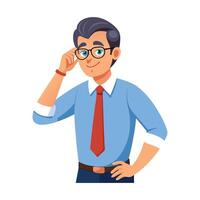 Educator Adjusting Glasses and Teaching vector