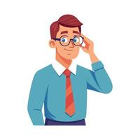 Teacher Adjusting Glasses While Explaining vector