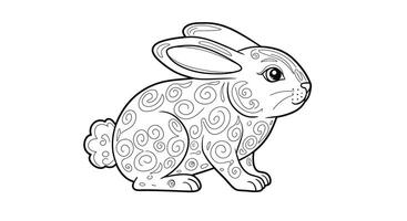 A coloring page with a bunny vector