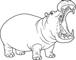 Coloring page of a Hippo with open mouth vector