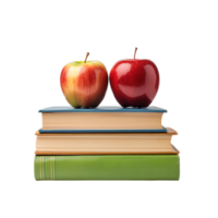 Books With Apple on Top isolated on transparent background png
