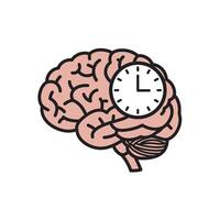 Brain with clock icon, illustration vector
