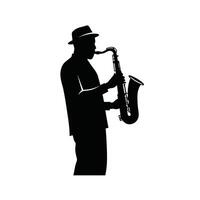 A man in a hat and suit is playing a saxophone vector