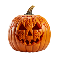 Carved halloween pumpkin isolated on transparent background png