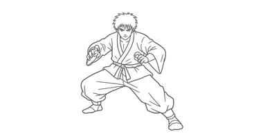 Coloring Page Featuring Yushiro in a Protective Stance With Emphasis on His Sharp Eyes vector