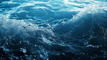 The image depicts crashing waves illustrated with ethereal turquoise tones, encapsulating the beauty and power of the ocean in a mesmerizing scene. photo