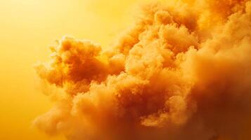 A dramatic cloud of orange dust illuminated by soft light, creating a dynamic and captivating atmosphere that conveys motion and energy in an abstract form. photo