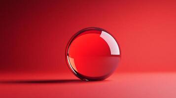 A striking red sphere sits poised, reflecting light and shadows, symbolizing focus and vibrancy in a visually arresting and fascinating composition. photo