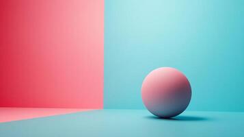 A soft sphere rests in a vibrant geometric space, showcasing a harmonious blend of pastel colors that evoke feelings of creativity and modernity. photo