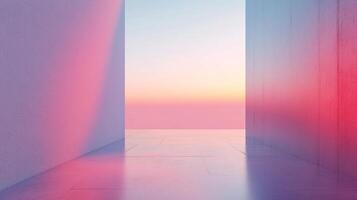 This image features an abstract passage characterized by soft gradient colors, creating a dreamlike atmosphere that invites exploration and deep contemplation. photo