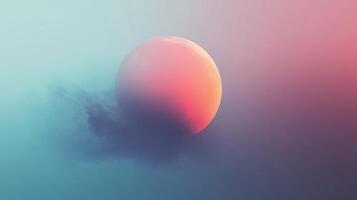 A vibrant sphere hovers against a soft gradient sky, blending colors and shapes, symbolizing imagination, creativity, and the infinite possibilities of thought and design. photo