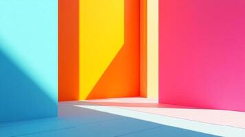A vibrant composition with bright, geometric shapes creates an inviting atmosphere, showcasing how color can influence mood and inspire creativity. photo