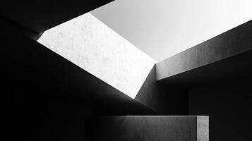 A striking portrayal of light and shadow within a contemporary architectural setting, showcasing the interplay of geometric forms and natural illumination. photo