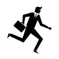 Dynamic businessman running with briefcase silhouette for rapid professional advancement vector