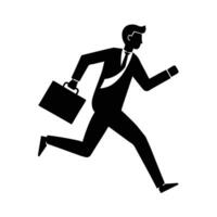 Businessman running with briefcase silhouette symbolizing energetic career momentum vector