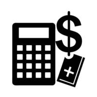 Dynamic calculator and dollar sign silhouette flat for advanced financial analysis vector