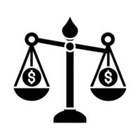 Robust balance scale with dollar sign silhouette symbolizing equitable commerce metrics vector