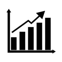 Bar chart with upward arrow silhouette depicting robust market growth performance vector