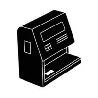 ATM card insertion silhouette illustrating automated financial transaction efficiency vector
