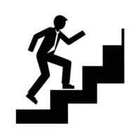 Dynamic business person running up stairs silhouette flat for professional progress vector
