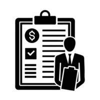 Business financial budget plan sheet silhouette flat on white for strategic fiscal planning vector