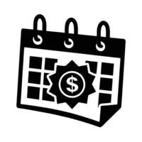 Dynamic calendar with payment due mark silhouette flat for strategic time management vector