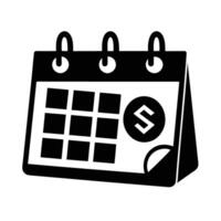Calendar with payment due mark silhouette flat for efficient financial scheduling vector