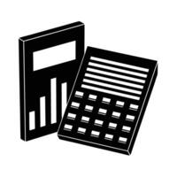 Calculator with financial report silhouette flat for comprehensive fiscal review vector