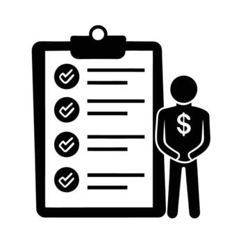 Checklist with financial goals silhouette flat for performance tracking and target setting vector