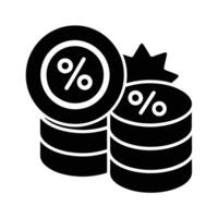 Dynamic coins with percentage sign silhouette flat for comprehensive financial metrics vector