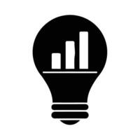 Business light bulb with bar chart silhouette flat on white for innovative idea evaluation vector