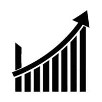Business growth chart with rising arrow silhouette flat on white for performance metrics vector