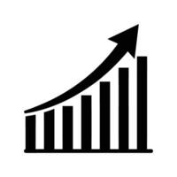 Modern growth chart with rising arrow silhouette flat on white for strategic analysis vector