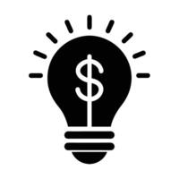 Modern light bulb with dollar sign silhouette flat on white for fiscal innovation vector