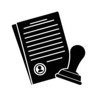 Dynamic loan document with stamp silhouette flat on white for secure credit processing vector