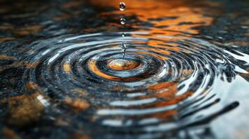 A mesmerizing ripple effect on a calm water surface, capturing the essence of tranquility and reflection while showcasing the beauty of simplicity in nature. photo
