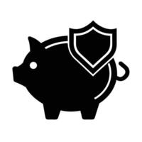 Business money saving piggy bank with shield silhouette flat on white for secure savings vector