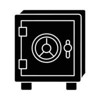 Safe vault with lock silhouette flat on white for asset security vector