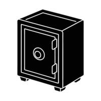 Safe deposit box silhouette flat on white for secure storage vector