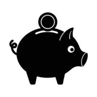 Piggy bank with coin silhouette for saving money in business vector