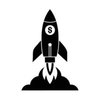 Rocket launching with dollar sign silhouette for startup success vector