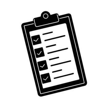 portapapeles con Lista de Verificación silueta en blanco antecedentes para tarea priorización y revisión vector