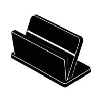 Business card holder silhouette on white background for professional networking essentials vector