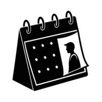 Dynamic desk calendar silhouette on white background for efficient time management vector